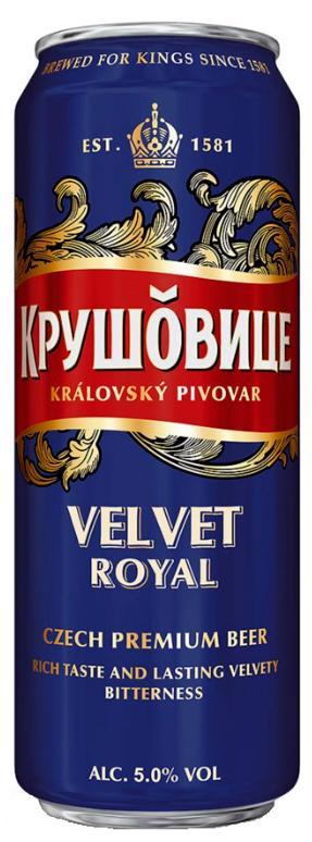 Пиво Krusovice Velvet Royal светлое 5% 430 мл., ж/б