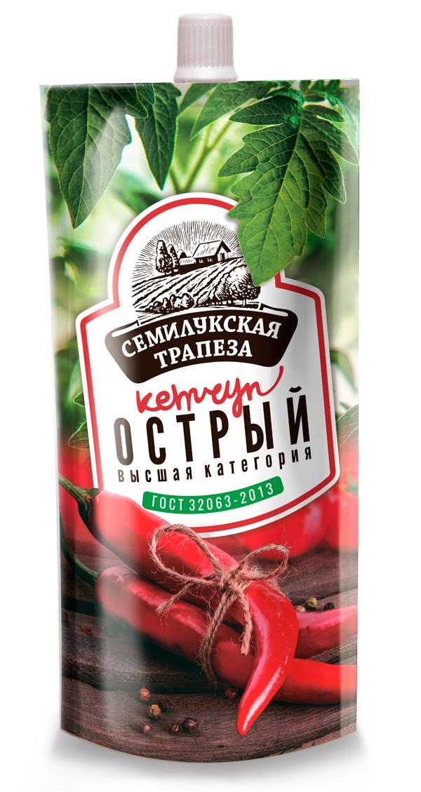 Кетчуп Семилукская трапеза Острый, 300 гр., дой-пак с дозатором