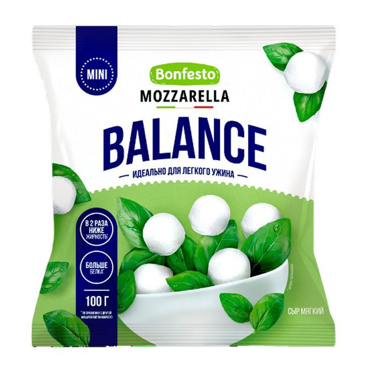 Сыр мягкий Bonfesto mini balance моцарелла 30% 250 гр., флоу-пак