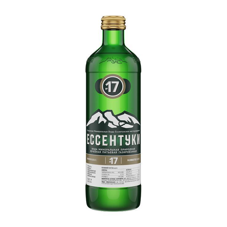 Вода газированная Ессентуки № 17 лечебная минеральная 450 мл., стекло
