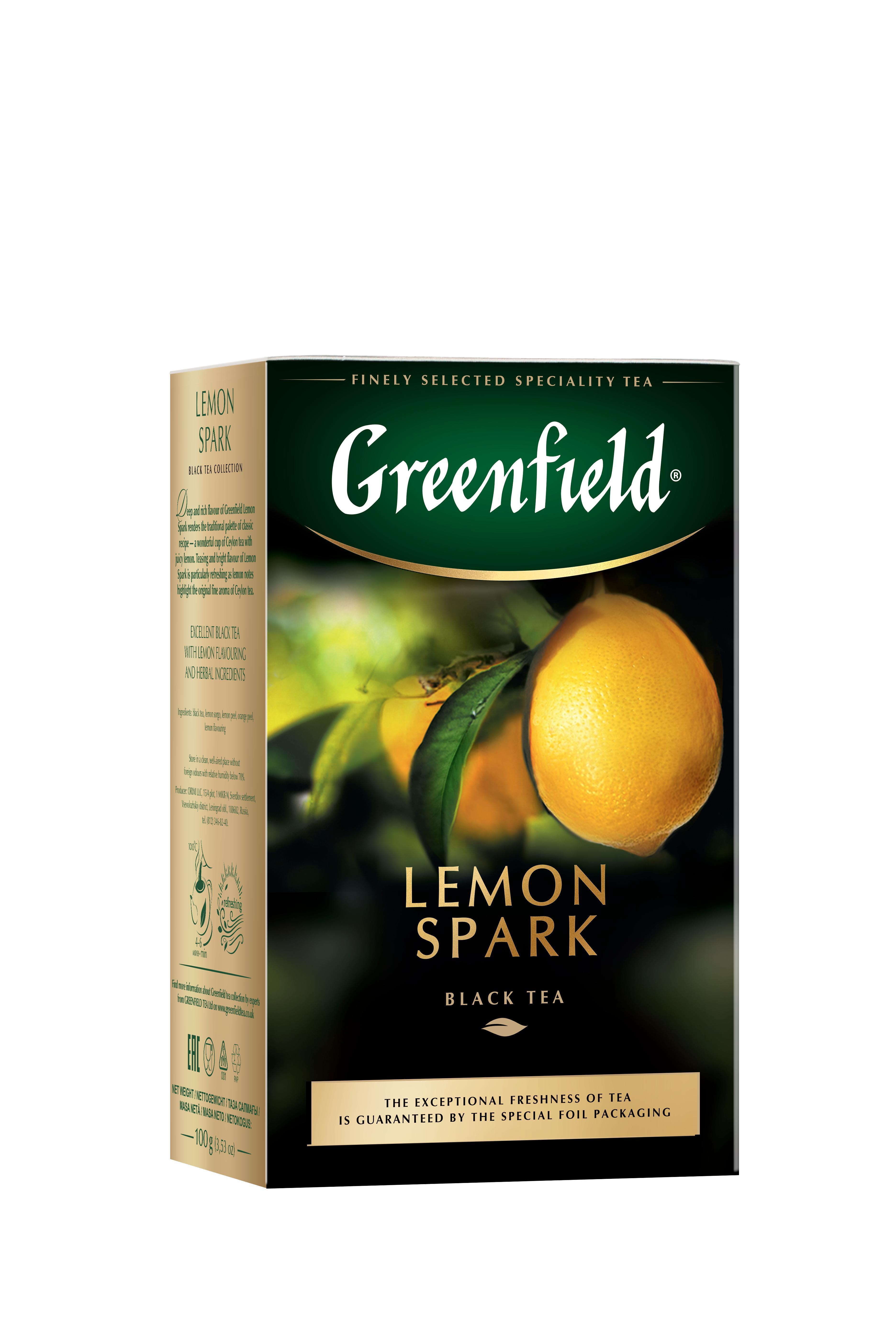 Чай Greenfield Lemon Spark листовой черный 100 гр., картон