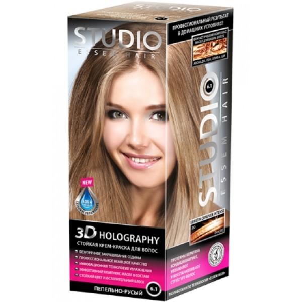 Крем-краска Studio Стойкая для волос 3D Holography 6.1 Пепельно-русый
