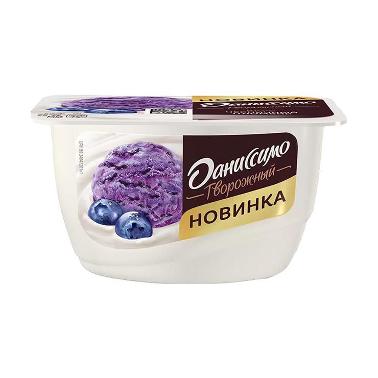 Творожок Даниссимо черничный пломбир 130 гр., пластиковая упаковка