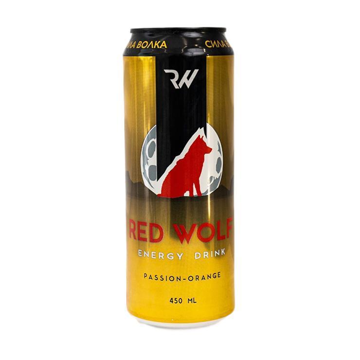 Напиток энергетический Red Wolf маракуйя апельсин 450 мл., ж/б