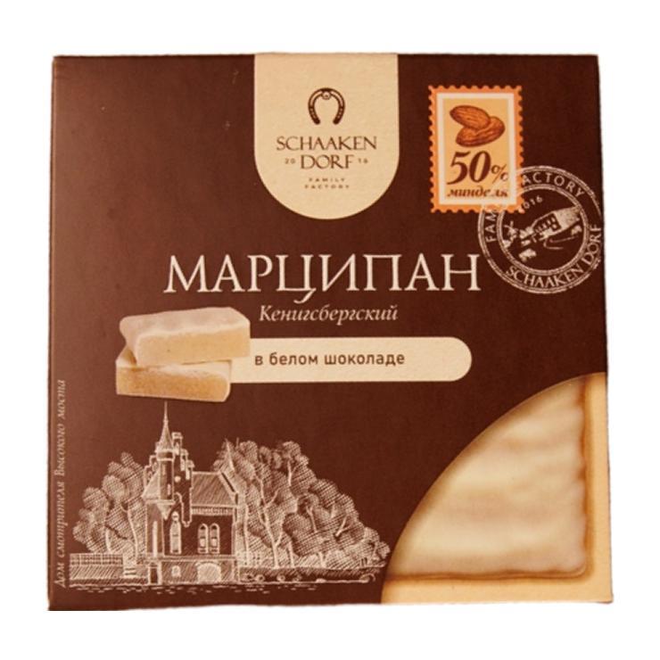 Марципановая плитка ШААКЕН ДОРФ в белом шоколаде 50 гр., картон