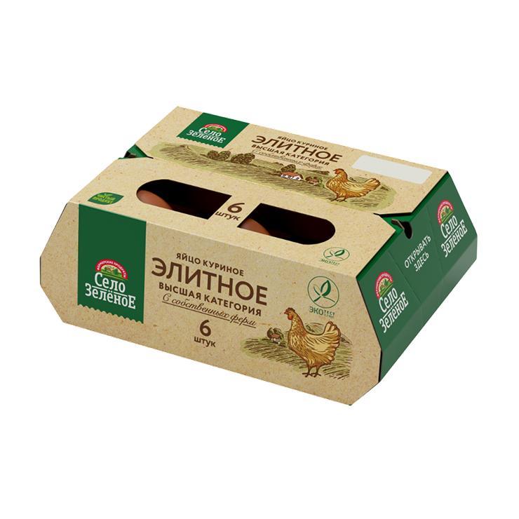 Яйцо куриное Село Зелёное деревенское элитное ВС 6 шт., картон