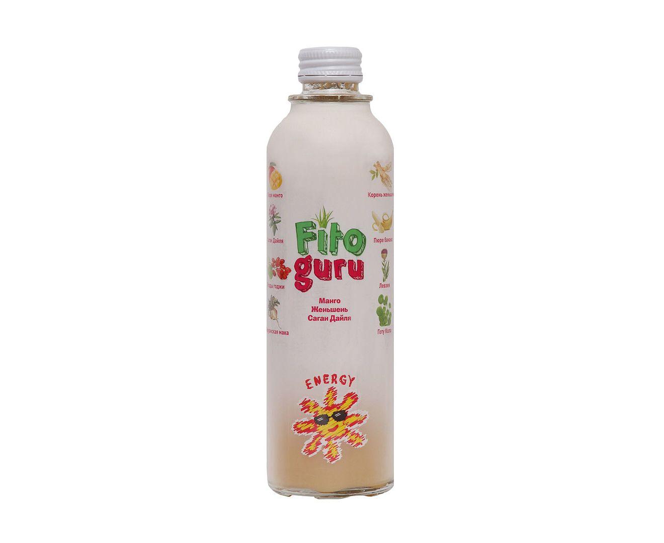 Напиток Fitoguru Energy банан манго женьшень сокосодержащий 330 мл., стекло
