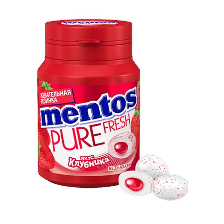 Жевательная резинка Mentos Pure White клубника 54 гр., пластиковая упаковка