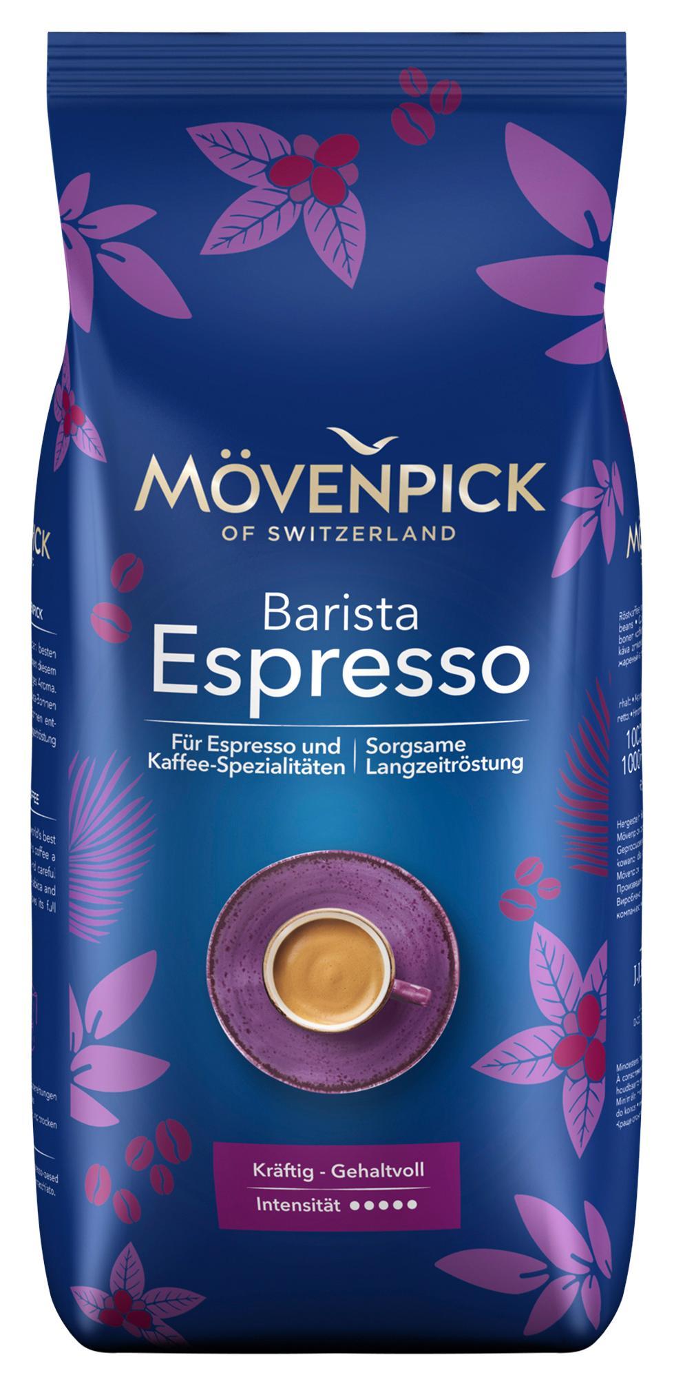 Кофе в зернах средняя обжарка Mövenpick of Switzerland Espresso,1 кг, флоу-пак