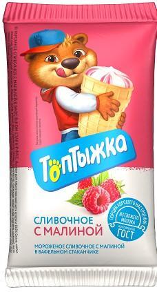 Мороженое Село Зеленое Топтыжка Малина 12%  70 гр., флоу-пак
