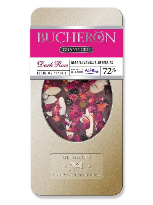 Шоколад Bucheron Grand Cru горький с миндалем, черникой и лепестками роз 100 гр., картон