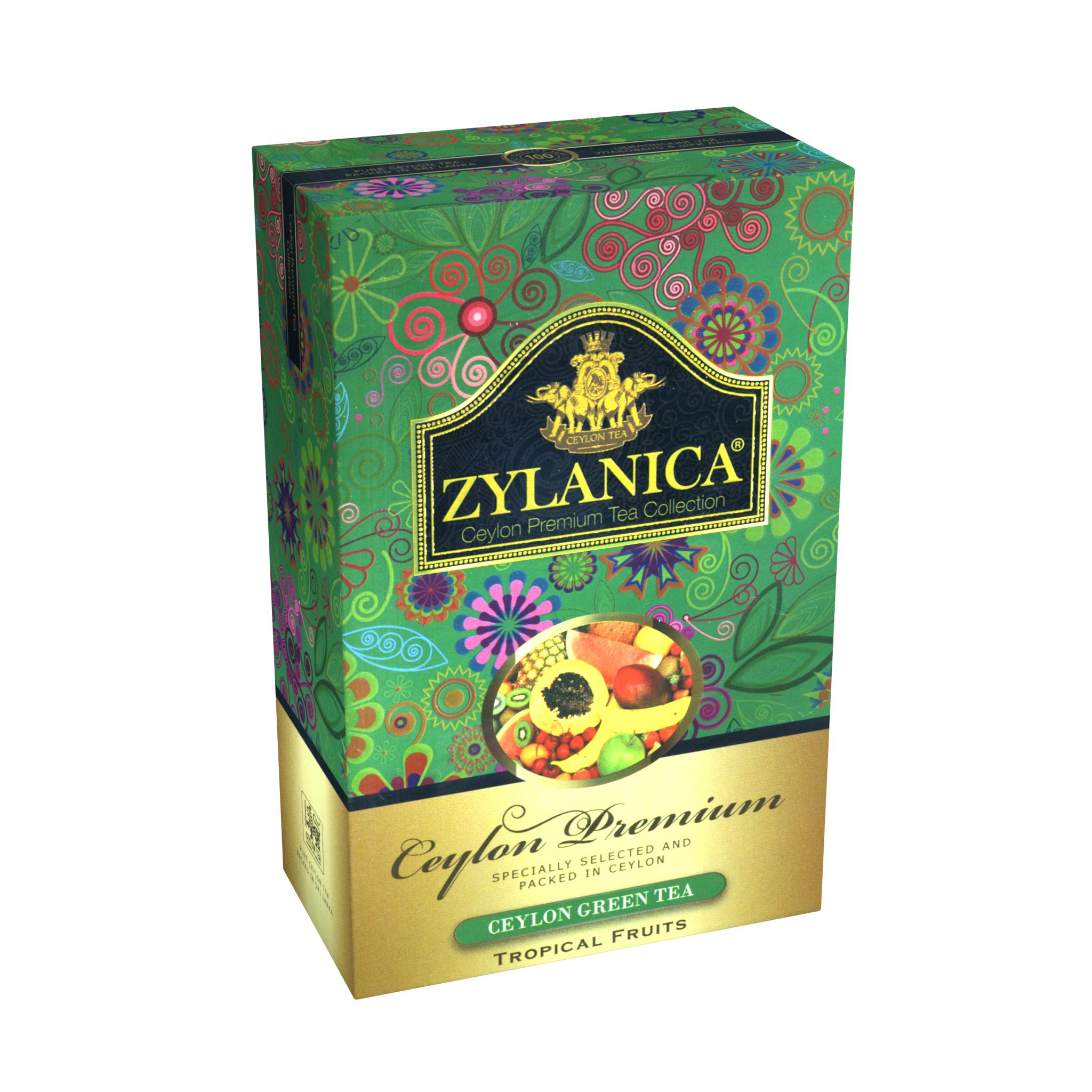 Чай Zylanica Ceylon Premium Collection Тропические фрукты зеленый, 100 гр., картон