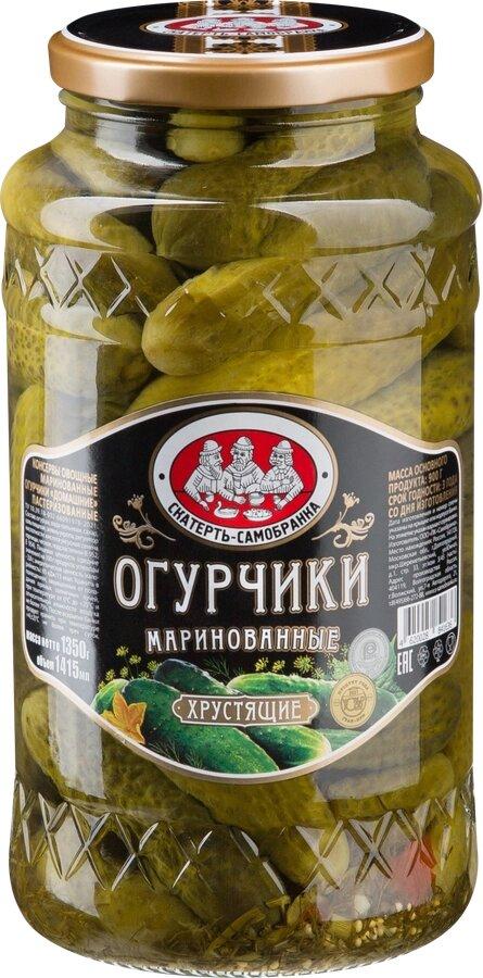 Огурчики Скатерть-самобранка маринованные хрустящие 1,5 кг., стекло