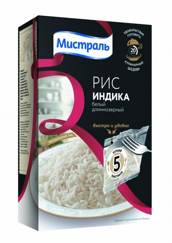 Рис Индика белый длиннозерный, Мистраль, 400 гр., картон