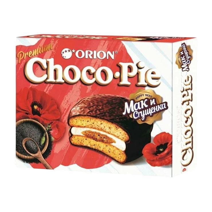 Печенье Choco Pie Мак и сгущёнка бисквит в шоколадной глазури 360 гр., картон