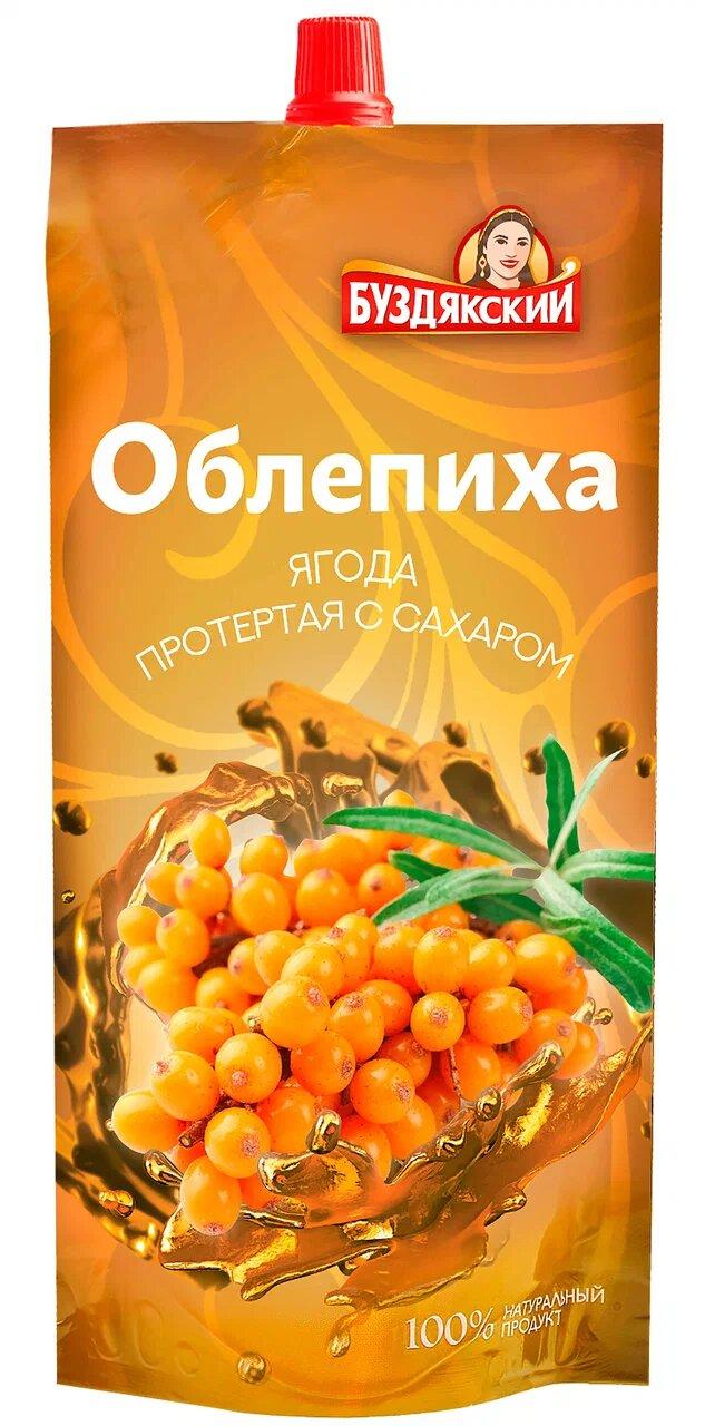 Облепиха Буздякский протертая с сахаром, 280 гр., дой-пак