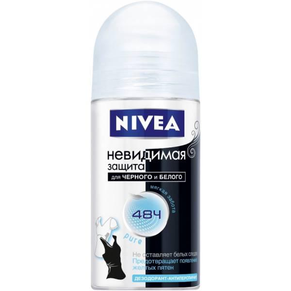 Антиперспирант Nivea Pure Невидимая защита для черного и белого шариковый 50 мл., стекло