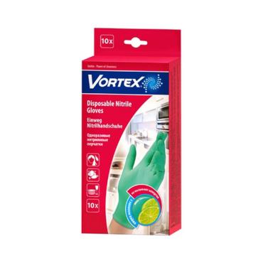 Перчатки VORTEX нитриловые с ароматом лайма,зеленые размер M 8шт