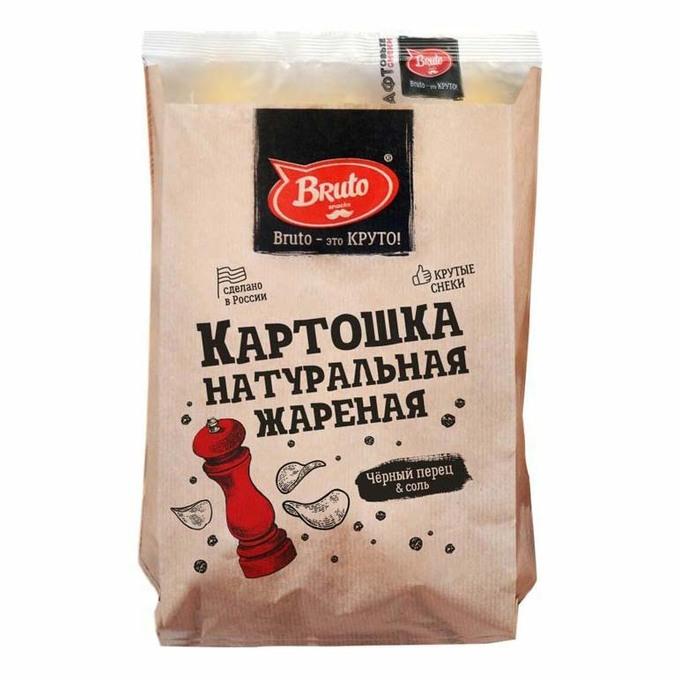 Чипсы картофельные Bruto Картошка натуральная жареная перец черный 60 гр., флоу-пак