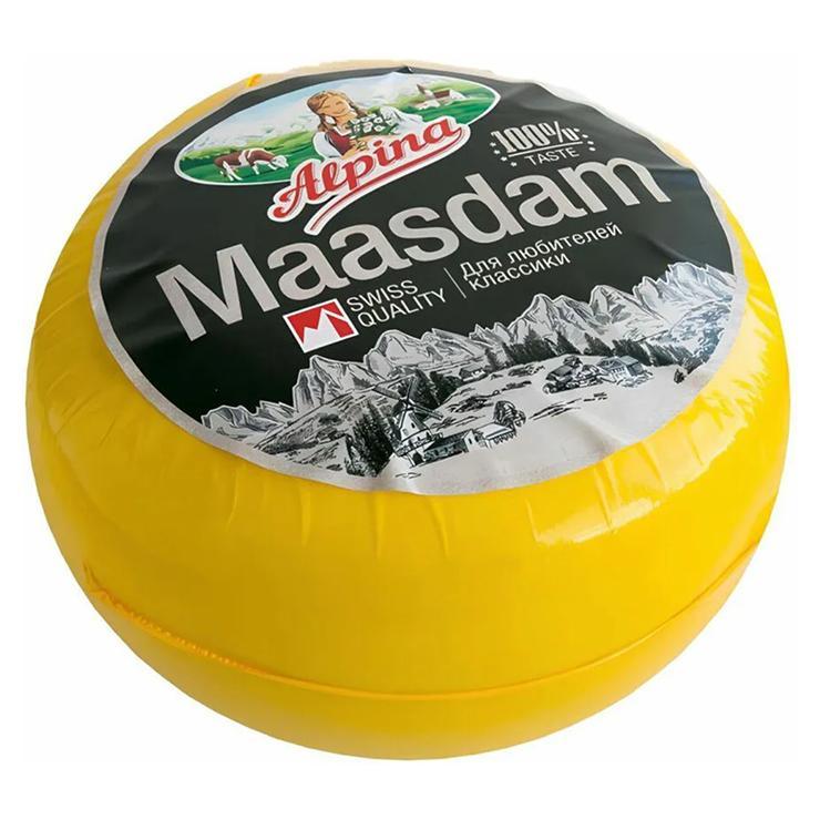 Сыр Alpina Маасдам 45% 6,1 кг., пленка