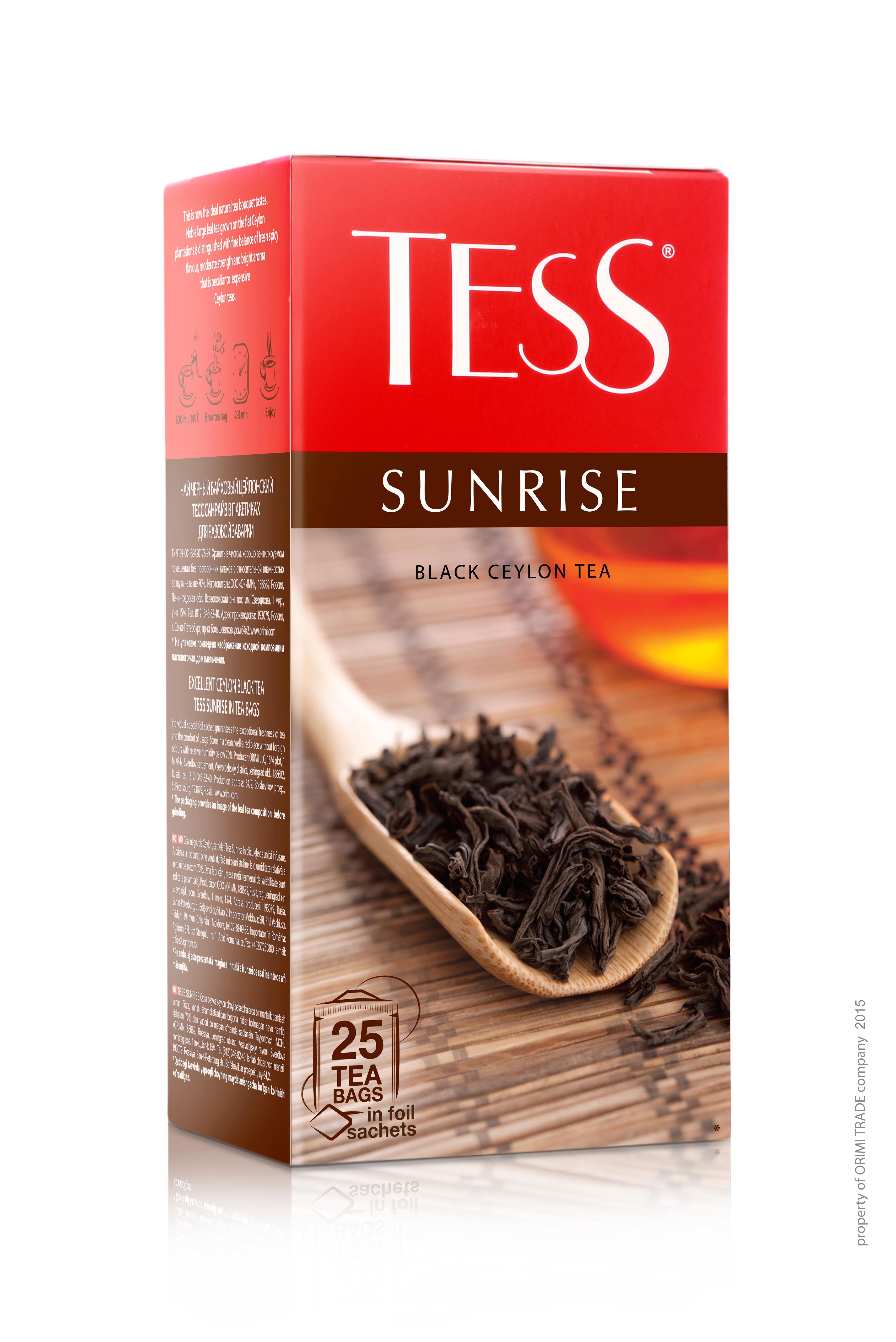 Чай Tess Sunrise черный 25 пакетиков 50 гр., картон