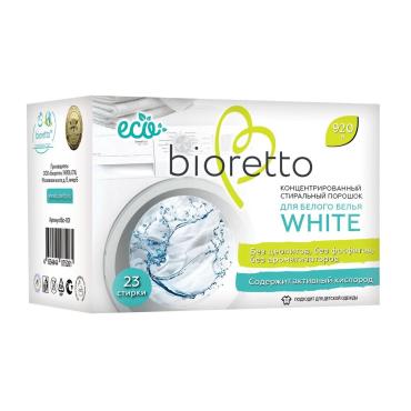 Экологичный концентрированный стиральный порошок BIORETTO для белого белья.