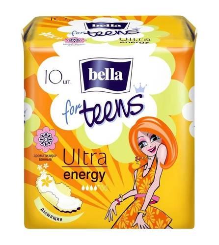 Прокладки гигиенические, 10 шт., Bella for teens Ultra Energy Deo, флоу-пак