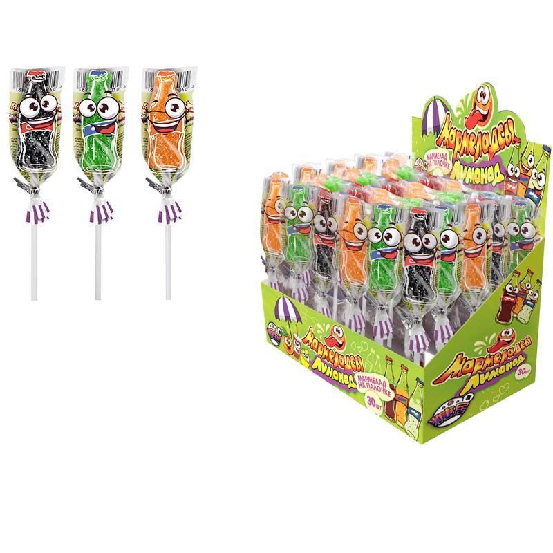 Мармелад жевательный Fan Candy Lab на палочке мармеладсы лимонад фигурный 14 гр., обертка