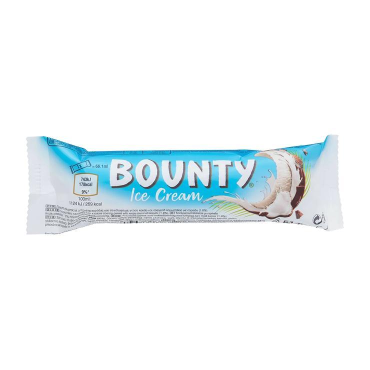 Мороженое молочное Bounty батончик кокос в молочном шоколаде 39 гр., флоу-пак