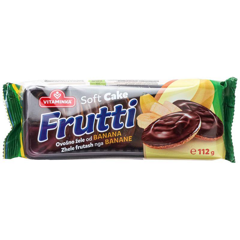 Печенье Frutti бисквитное с банановым желе, покрытое шоколадом 112 гр., флоу-пак