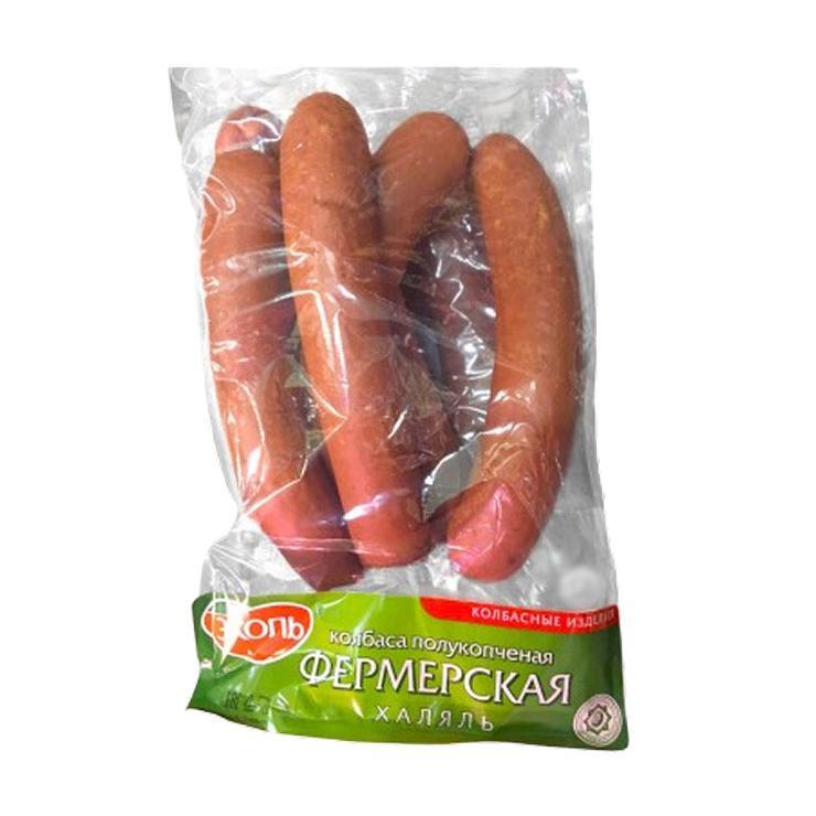 Колбаса Эколь Фермерская полукопченая Халяль 4 кг., вакуум