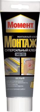 Клей суперсильный белый Момент Монтаж МВ-70, 250 гр., пластиковая туба