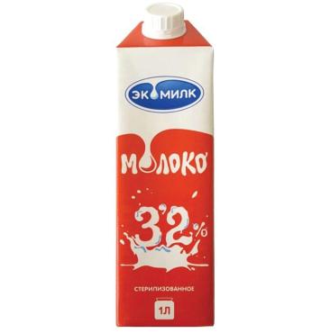 Молоко 3,2% Экомилк, 1 л., тетра-пак