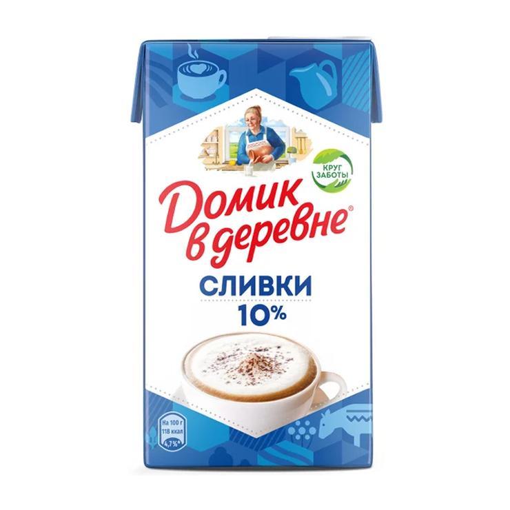Сливки Домик в Деревне стерилизованные 10% 950 гр., тетра-пак