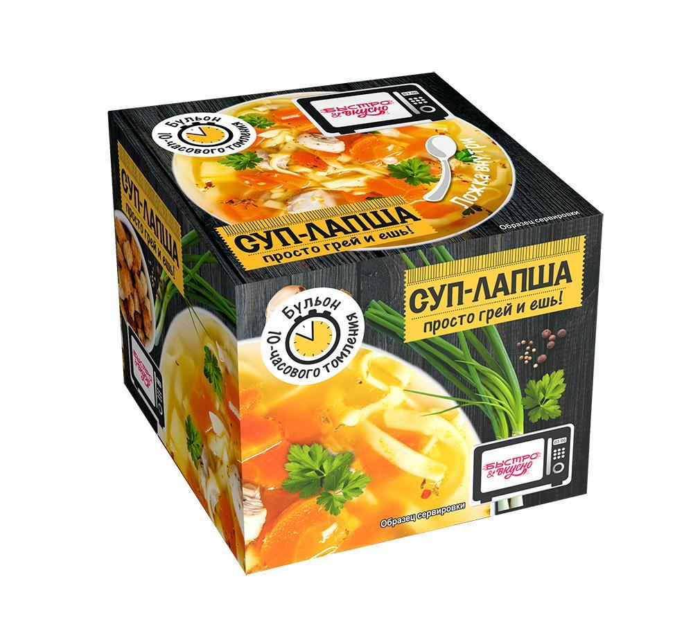 Суп Быстро&вкусно Лапша на курином бульоне замороженный 250 гр., ПЭТ