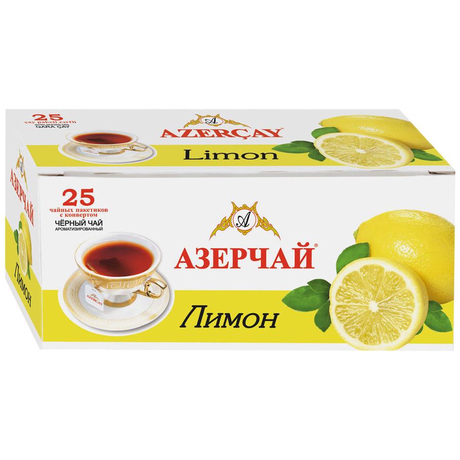 Чай Азерчай черный с лимоном 25 пакетиков 45 гр., картон
