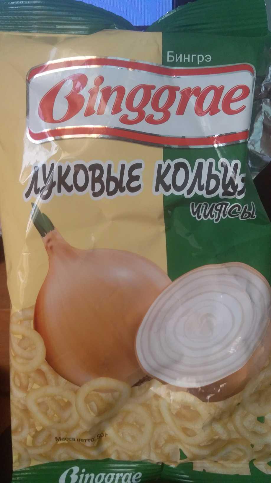 Чипсы Binggrae хрустящие с луковым вкусом луковые кольца Россия 50 гр., пакет