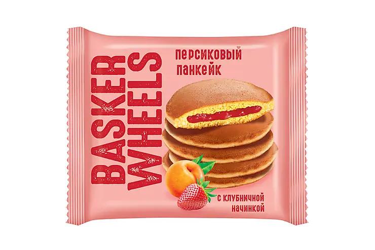 Панкейк Basker Wheels персиковый с клубничной начинкой 36 гр., флоу-пак