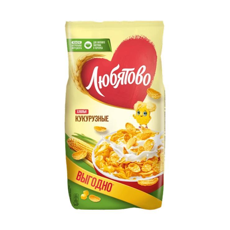 Сухой завтрак Любятово хлопья кукурузные 600 гр., флоу-пак