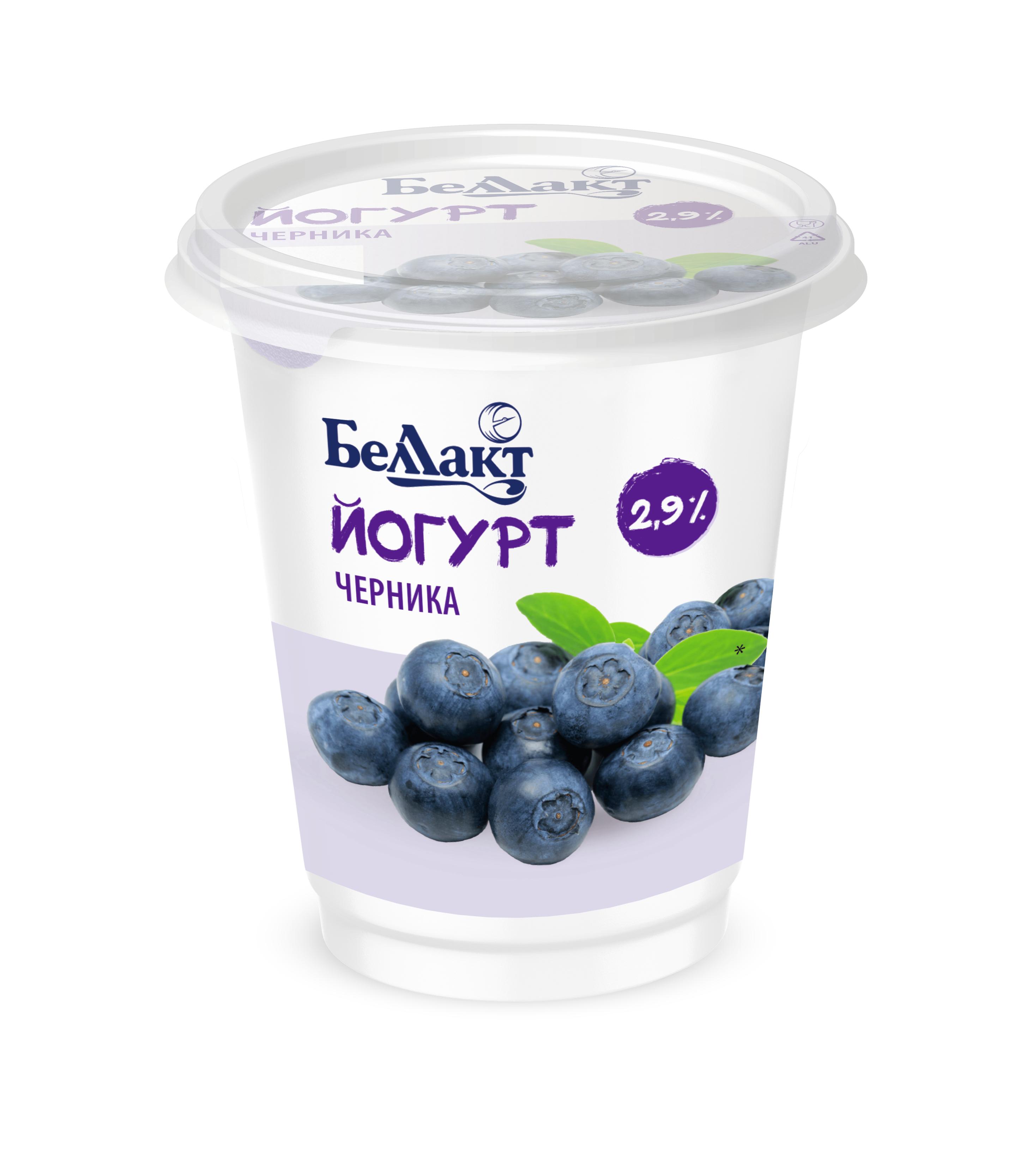 Йогурт Беллакт Черника 2,9% 380 гр., пластик
