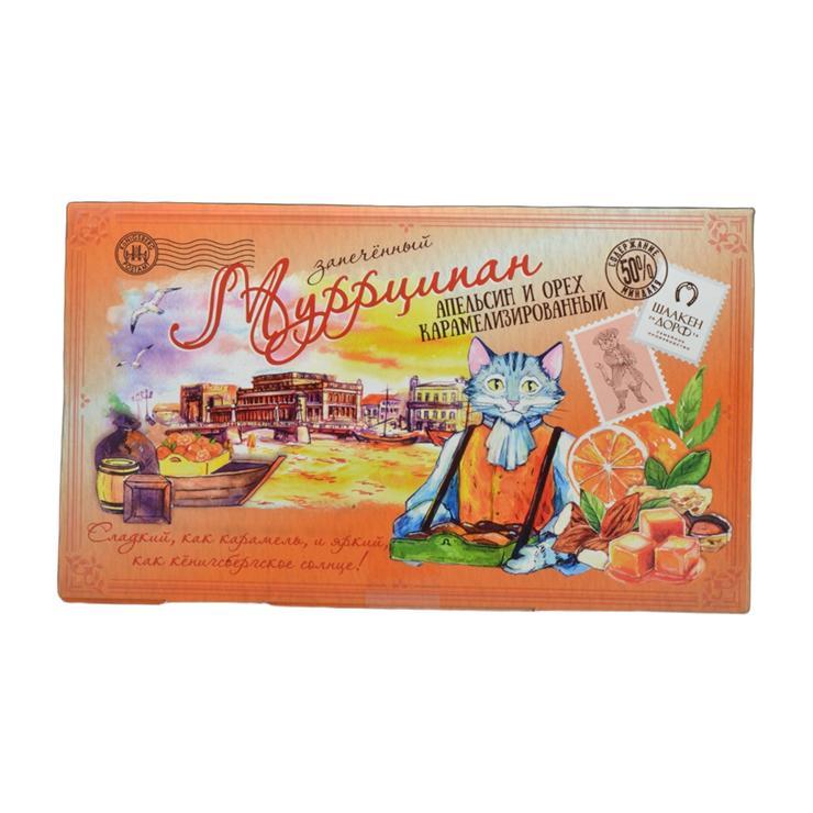Марципановая плитка ШААКЕН ДОРФ Муррципан запеченная апельсин карамелизированный грецкий орех 90 гр., картон