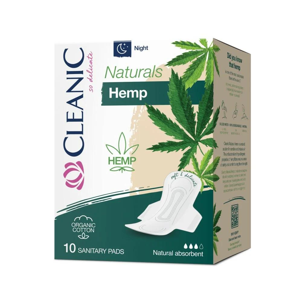 Прокладки гигиенические CLEANIC Naturals Organic Cotton&Hemp (ночь 4*) 10 шт., пакет