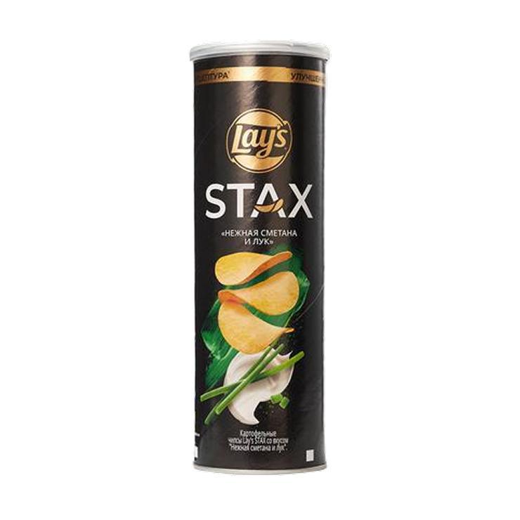 Чипсы Lay's Stax нежная сметана и лук 140 гр., туба