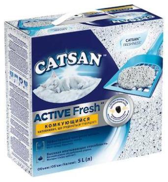 Наполнитель Catsan Active Fresh для кошачьего туалета комкующийся, 5 л., картон