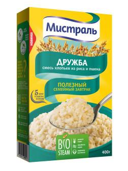 Хлопья Мистраль Дружба смесь из риса и пшена, 400 гр., картонная коробка