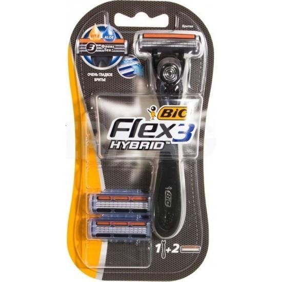 Станок бритвенный Bic Flex 3 Hybrid + 2 кассеты, блистер