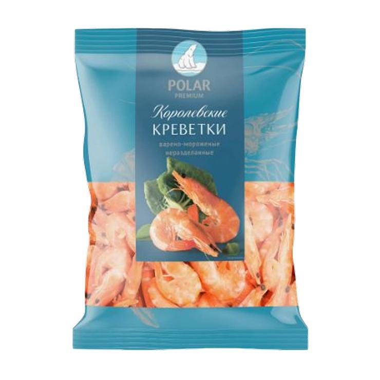 Креветки Polar королевские неочищенные 40/60 замороженые 500 гр., флоу-пак