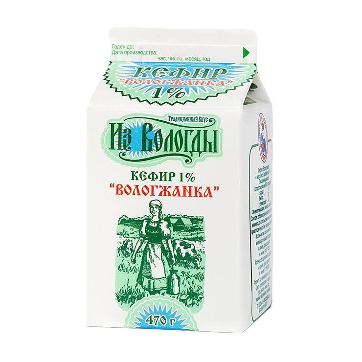 Кефир Вологжанка 1% 470 гр., тетра-пак