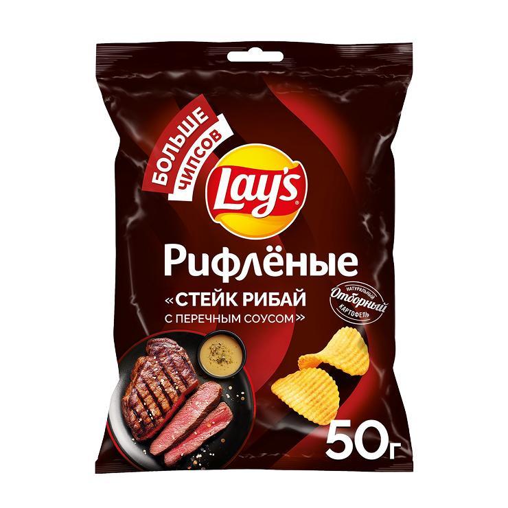 Чипсы Lay's стейк рибай рифленые 50 гр., флоу-пак