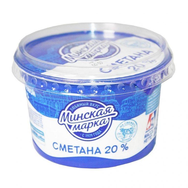 Сметана Минская марка 20%, 180 гр., стакан